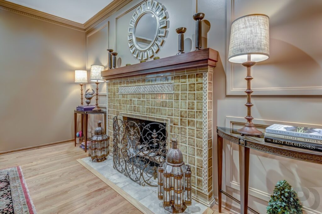 Extravagant vintage fireplace area